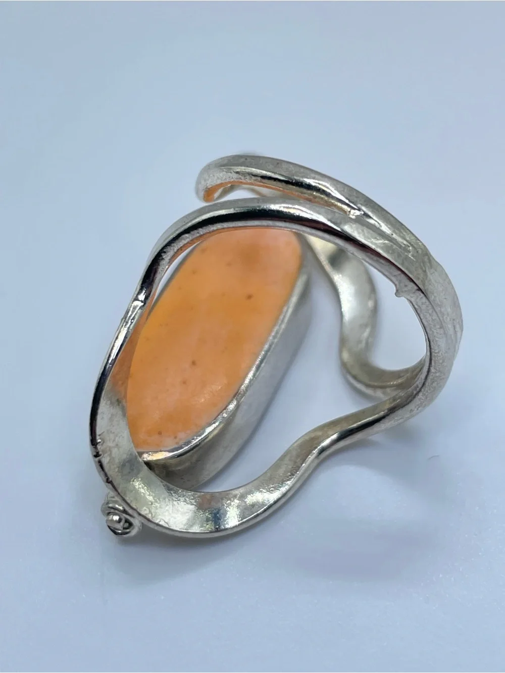 Vintage Signed Mexico Reversible Magnesite Orange Jasper Ring Sz 7 Southwestern